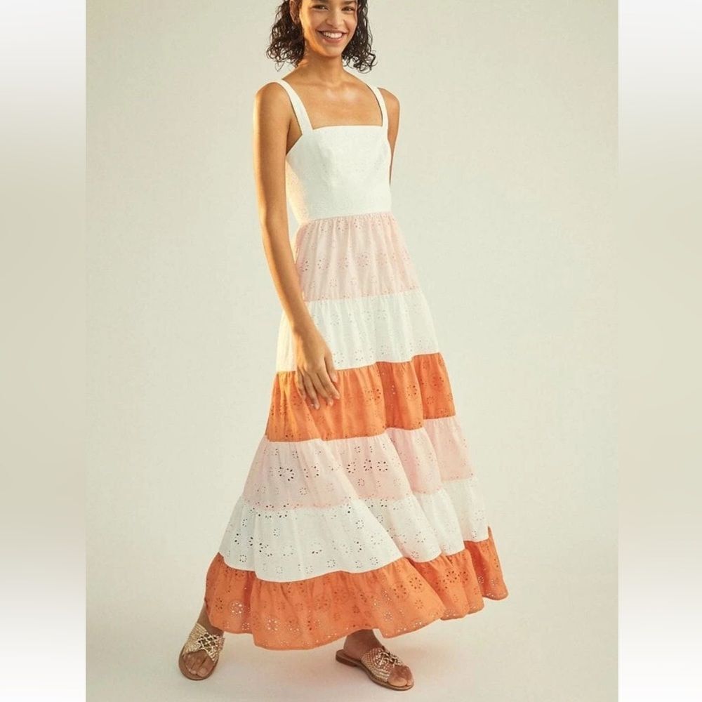 Hutch Alston Eyelet Maxi Dress Anthropologie Cutout Back Size 6